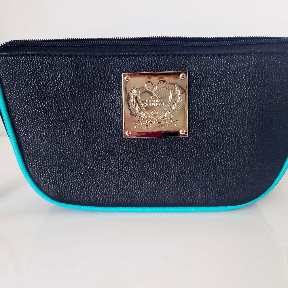 Court Couture Black and Turquoise Leather Accessory Bag